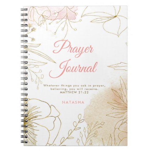 Pink and Gold Illustrated Floral Prayer Journal