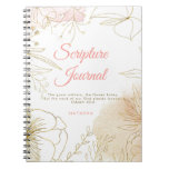 Pink And Gold Illustrated Floral Scripture Journal at Zazzle
