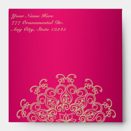 PINK AND GOLD INDIAN STYLE SQUARE ENVELOPE