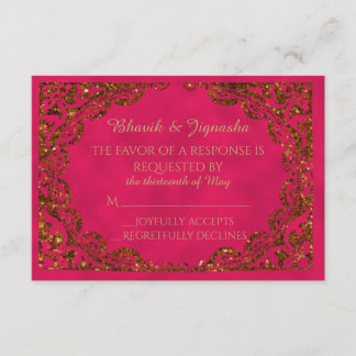 Pink and Gold Indian Wedding Response Card
