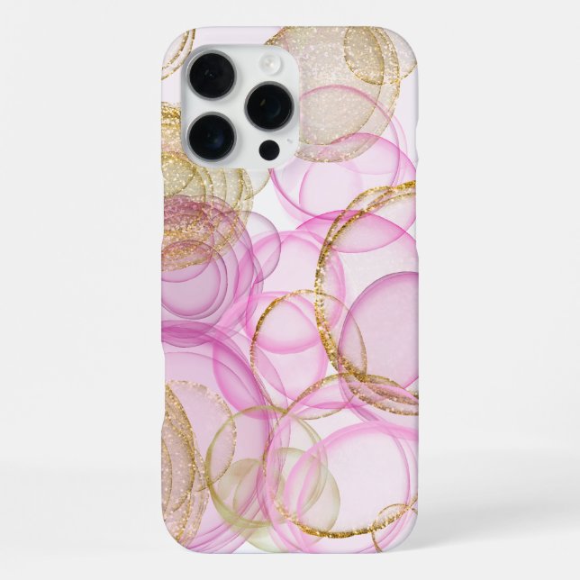 Pink and Gold Ink Circle Pattern  Iphone Case (Back)