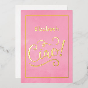 Pink and Gold Italian Wine Bridal Shower Foil Invitation