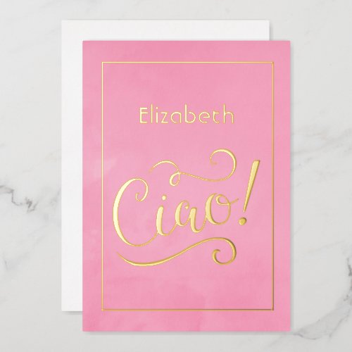 Pink and Gold Italian Wine Bridal Shower Foil Invitation