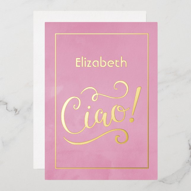 Pink and Gold Italian Wine Bridal Shower Foil Invitation (Front/Back)