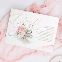 Pink and Gold Its A Girl Floral Boho Baby Shower