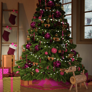 Pink and Gold Kaleidoscope Brushed Polyester Tree Skirt