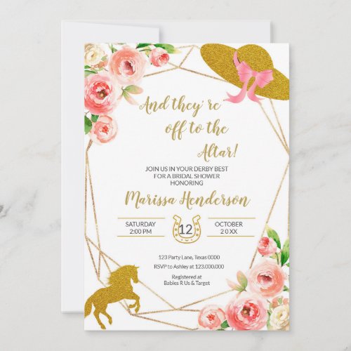 Pink and Gold Kentucky Derby Bridal Shower  Invitation