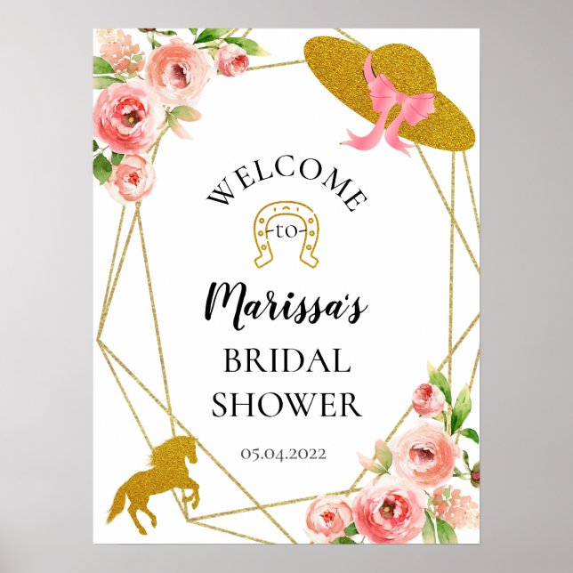 Pink and Gold Kentucky Derby Welcome sign (Front)