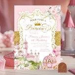 Pink and Gold Kingdom Four-ever a Princess  Invitation<br><div class="desc">Pink and Gold Kingdom Four-ever a Princess Birthday Invitation,  Pink Castle and Carriage Girl Birthday Invite,  Editable Birthday Invitation</div>