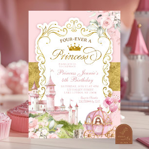Pink and Gold Kingdom Four-ever a Princess Invitation