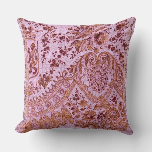 Pink And Gold Lace Throw Pillow