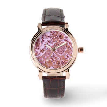 Pink And Gold Lace Watch by LeFlange at Zazzle