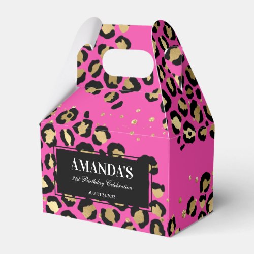 Pink and Gold Leopard Print Favor Box