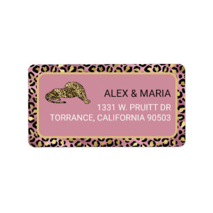 Pink and Gold Leopard Print Label