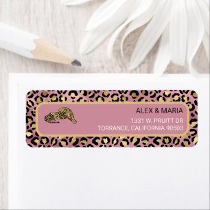 Pink and Gold Leopard Print Label