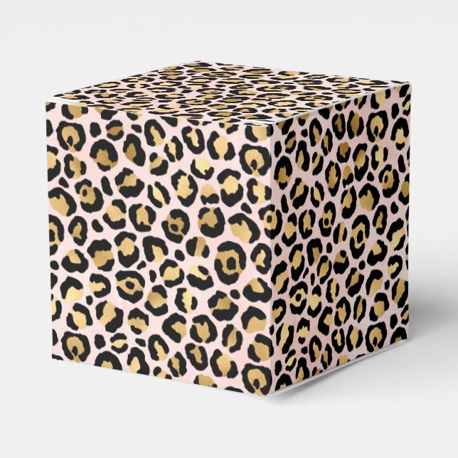 Pink and Gold Leopard Series Design 12 Favor Boxes (Front Side)