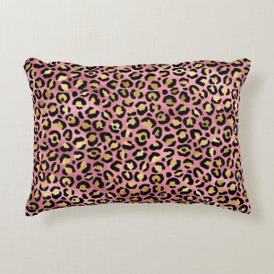 Pink and Gold Leopard Series Design 15 Accent Pillow
