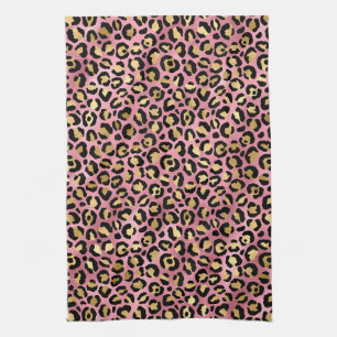 Pink and Gold Leopard Series Design 15 Kitchen Towel