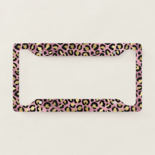 Pink and Gold Leopard Series Design 15 License Plate Frame