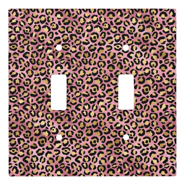 Pink and Gold Leopard Series Design 15 Light Switch Cover (Front)
