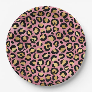 Pink and Gold Leopard Series Design 15 Paper Plates