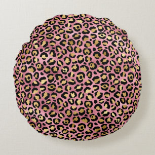 Pink and Gold Leopard Series Design 15 Round Pillow