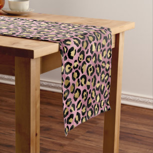 Pink and Gold Leopard Series Design 15 Short Table Runner