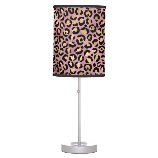 Pink and Gold Leopard Series Design 15 Table Lamp (Front)