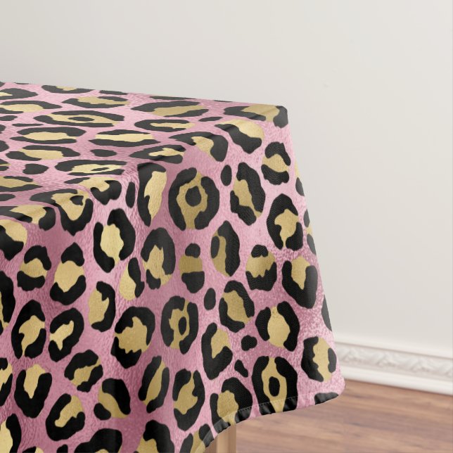 Pink and Gold Leopard Series Design 15 Tablecloth (In Situ)