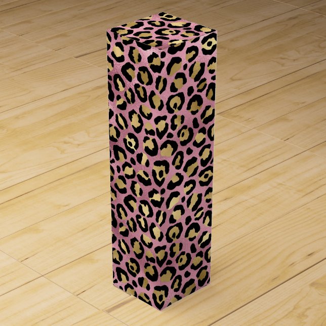 Pink and Gold Leopard Series Design 15 Wine Box (Front)