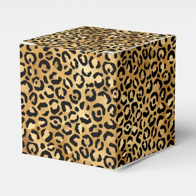 Pink and Gold Leopard Series Design 1  Favor Boxes (Front Side)