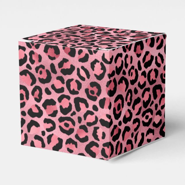 Pink and Gold Leopard Series Design 2  Favor Boxes (Front Side)
