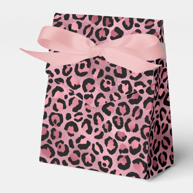 Pink and Gold Leopard Series Design 2 Favor Boxes (Front Side)