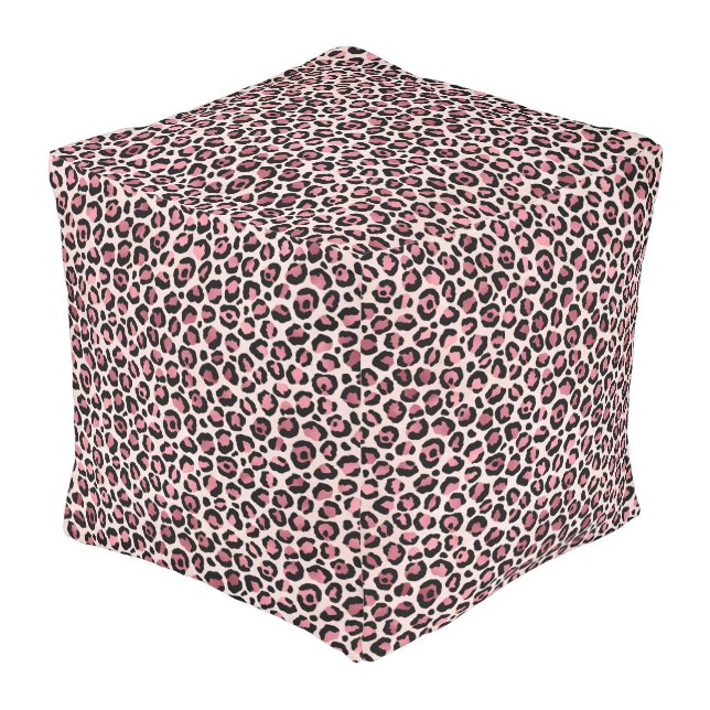 Pink and Gold Leopard Series Design 3  Outdoor Pouf (Angled Front)
