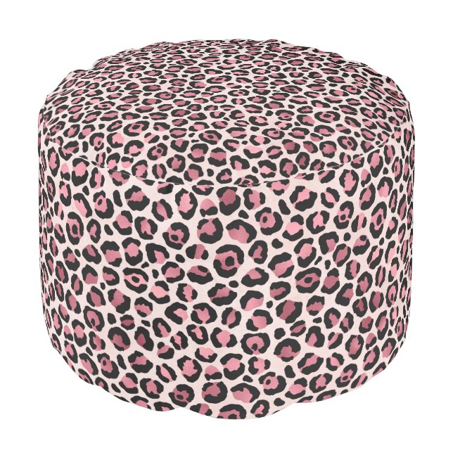 Pink and Gold Leopard Series Design 3  Pouf (Angled Front)