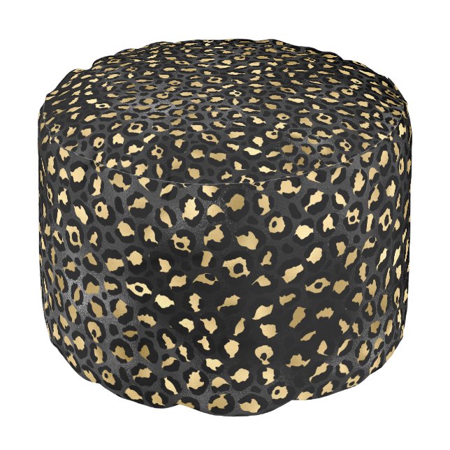 Pink and Gold Leopard Series Design 4 Pouf (Angled Front)