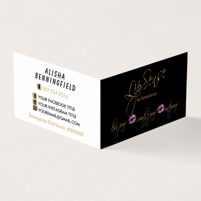 Pink and Gold Lips - Lipsense Business Card (Outside)