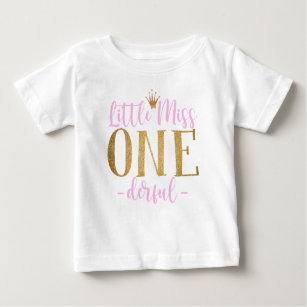Pink and Gold Little Miss One Derful Baby T-Shirt