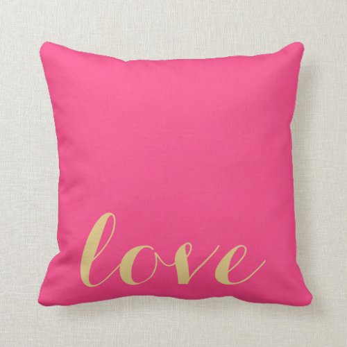 Pink and Gold 'Love' Accent Pillow