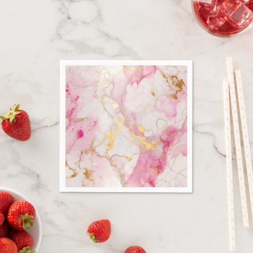 Pink and gold luxury marble effect Napkins