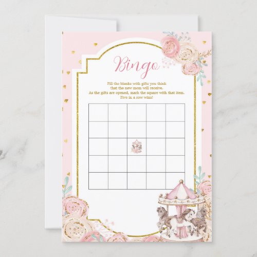 Pink and Gold Magical Carousel Bingo Game Invitation