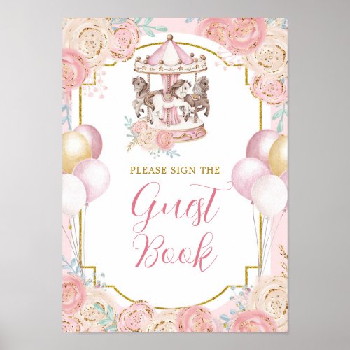 Pink and Gold Magical Carousel Guest Book