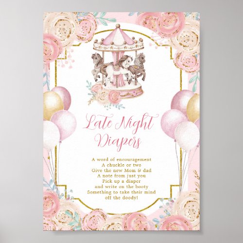 Pink and Gold Magical Carousel Late Night Diaper Poster
