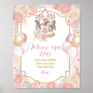 Pink and Gold Magical Carousel Mom-osa Bar Sign