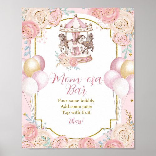 Pink and Gold Magical Carousel Mom_osa Bar Sign