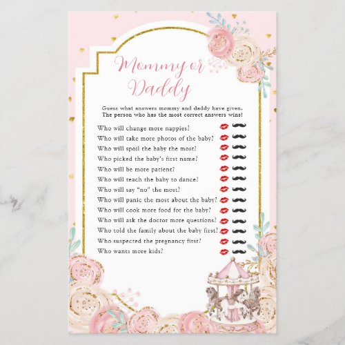 Pink and Gold Magical Carousel Mommy or Daddy