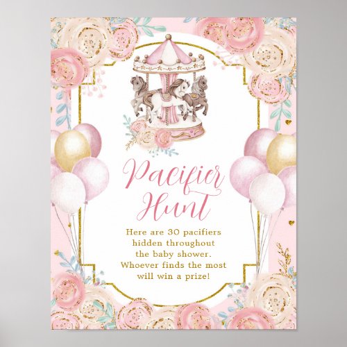 Pink and Gold Magical Carousel Pacifier Hunt Poster