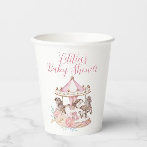 Pink and Gold Magical Carousel Paper Cup