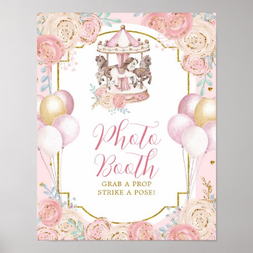Pink and Gold Magical Carousel Photo Booth Sign