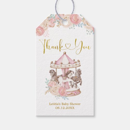 Pink and Gold Magical Carousel Thank You Tag